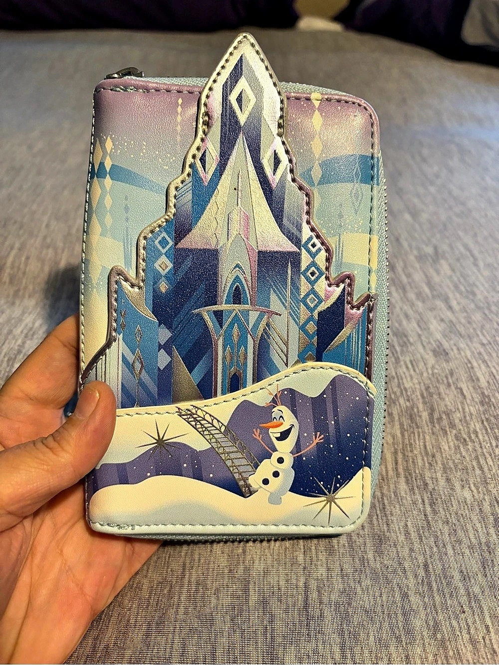 Disney Loungefly Frozen Zip-Around Wallet Blue Purple